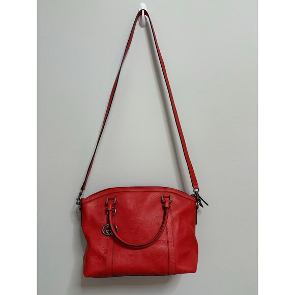 Gucci Red Britt Dome pebbled Satchel GG Leather Large Authentic with duster bag - Picture 10 of 13